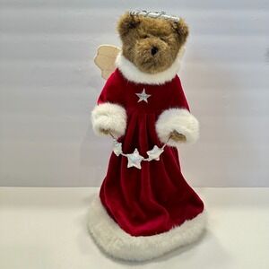 Vintage Boyds‎ Bears Christmas Angel Bear Tree Topper Red Velvet Stars Plush